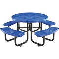 Global Industrial 46 Round Perforated Metal Outdoor Picnic Table, 84W x 84D Overall, Blue 262078BL
